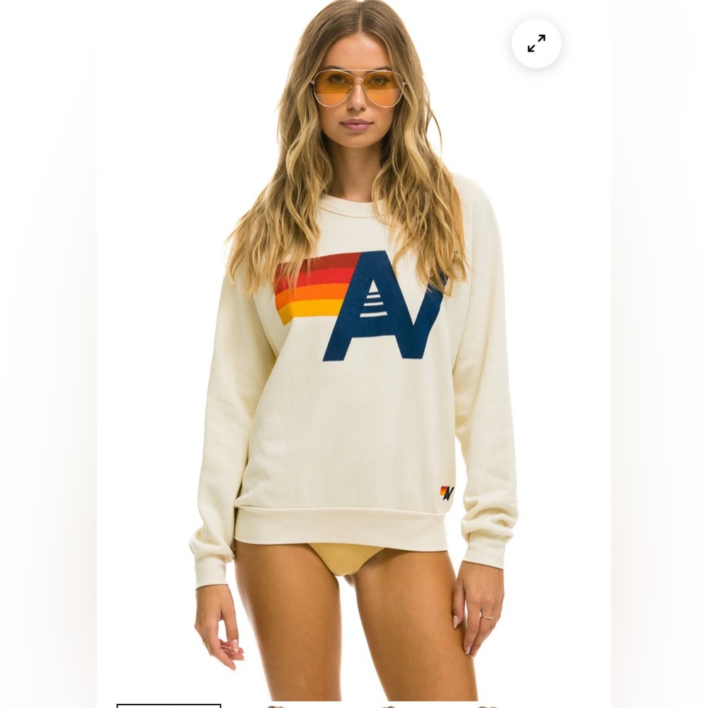 Aviator Nation Vintage White Sweatshirt - size xs